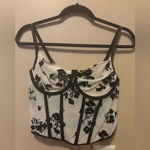 Black and White Floral Women's Top